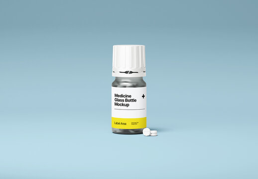 Healthcare Glass Bottle Mockup
