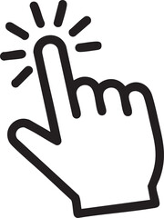 Obraz premium Black hand with index finger pointing upwards and lines radiating from fingertip