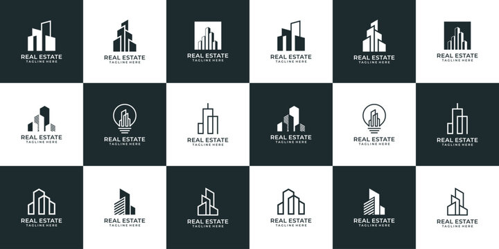 Creative architecture building real estate logo collection