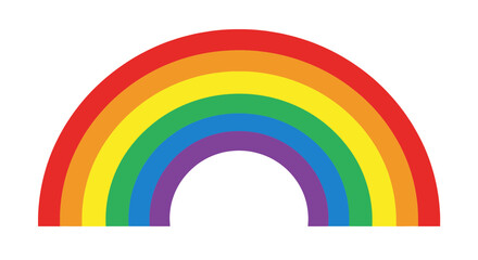 Vibrant Rainbow Arc Against White Background, Symbol of Hope and Diversity