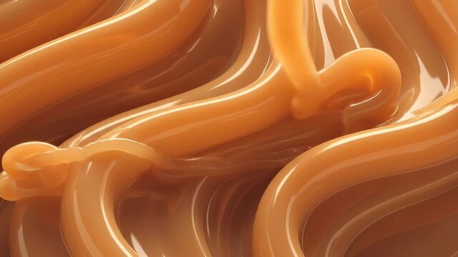 Smooth, swirling caramel flows, creating an abstract, creamy, and delicious backdrop