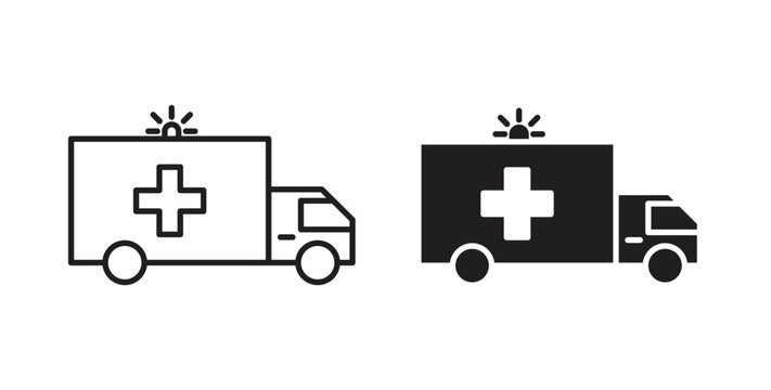 Ambulance icon, Outline Symbol Illustration, Editable Stroke perfect for logos and more