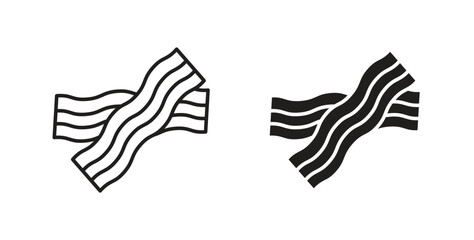 Obraz premium Bacon icon, Outline Symbol Illustration, Editable Stroke perfect for logos and more