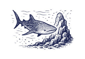 Obraz premium Whale Shark hand drawn simple sketch vector illustration