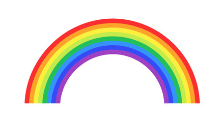 Obraz premium Vibrant Rainbow Arch Across White Background - Symbol of Hope and Diversity