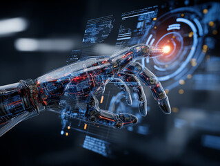 スクリーンを操作するアンドロイドの指先