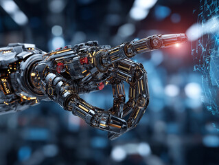 スクリーンを操作するアンドロイドの指先