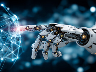 スクリーンを操作するアンドロイドの指先