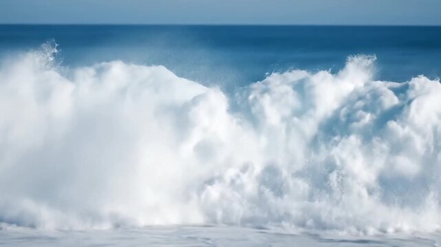Powerful Ocean Wave Crashing with White Foam and Blue Water 5.