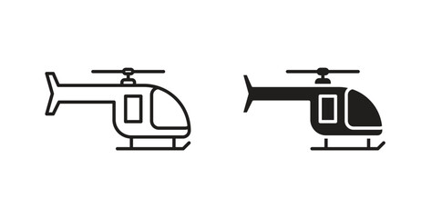 Helicopter icon, Outline Symbol Illustration, Editable Stroke perfect for logos and more