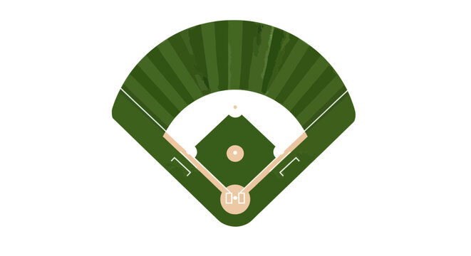 Baseball Field Top View - Diamond, Infield, Outfield, Green Grass, White Lines