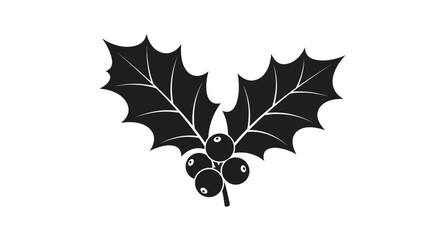 Black and white holly berry illustration for festive holiday designs © Luqman