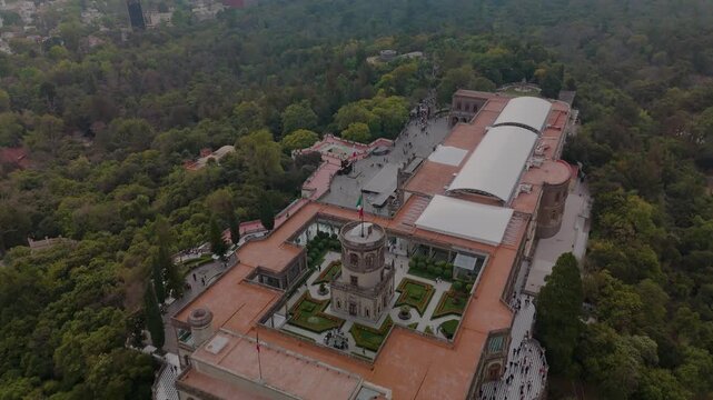 Chapultepec Mexico Castle Drone overfly reveal Day