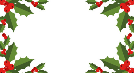 Festive holly berry and leaf border frame for holiday season design element © Luqman