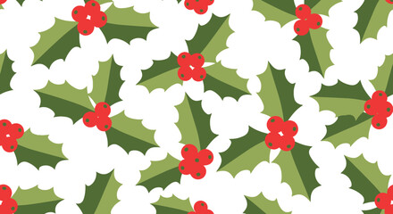 Festive holly berry pattern on white background for holiday decoration designs © Luqman