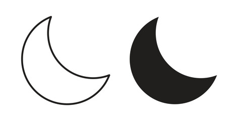 Moon icon, Outline Symbol Illustration, Editable Stroke perfect for logos and more © JacobJ