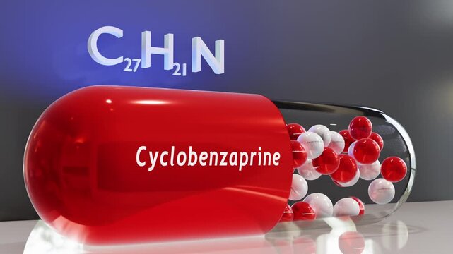 Cyclobenzaprine Capsule  (Slow Motion w/Chemical Formula)