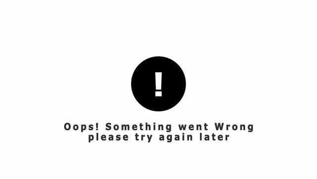 Black circle with exclamation mark and error message text on white background