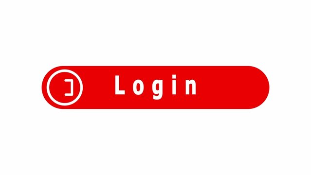 Red rounded rectangle button with white login text and circular