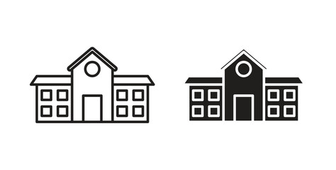 school icon, Outline Symbol Illustration, Editable Stroke perfect for logos and more © JacobJ