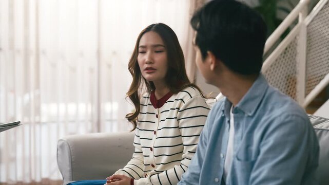 Psychologist meeting married couple for relationship therapy, supportive partner holding space during counseling discussion, emotional healing, communication improvement and professional consultation	