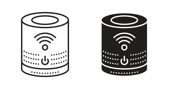 Smart speaker icon, Outline Symbol Illustration, Editable Stroke perfect for logos and more