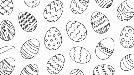 Colorful easter eggs with various patterns and designs on white background for decoration and celebration
