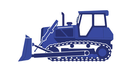 Blue bulldozer illustration on white background © gedang
