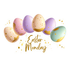 Easter monday eggs isolated on white background