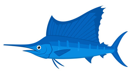 Obraz premium Sailfish Vector Illustration, Blue Marine Animal Graphic, Ocean Wildlife Design, Aquatic Creature