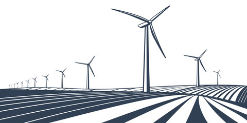 Wind turbines standing on a road with white lines Vector ©  MST RABEYA  BEGUM