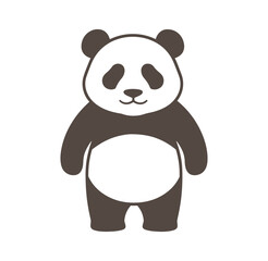 Obraz premium Cute cartoon panda bear standing on two legs with a happy face