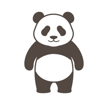 Cute cartoon panda bear standing on two legs with a happy face
