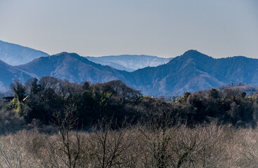 春の初めの神奈川県丹沢の山並み