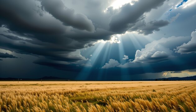Stormy Sky Over Windswept Plains