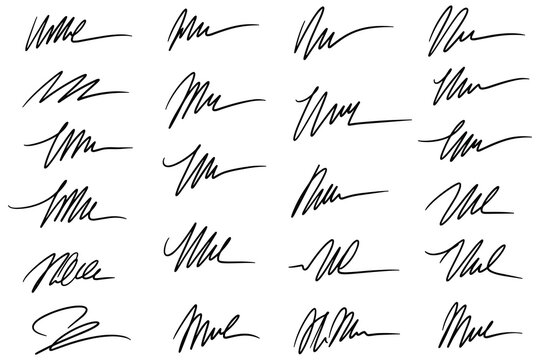 Handwritten signature set with realistic autograph signatures