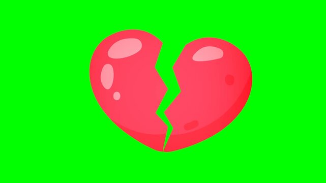 Heartbeat animation with breaking heart effect in 2D vector style