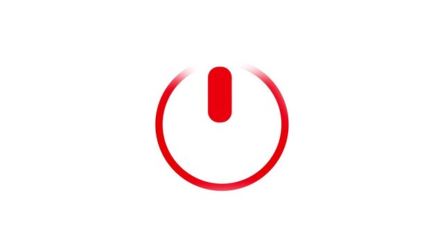 switch power reset button symbol..4k video .abstract power button icon animation. start turn on off button animation. ehite background ..