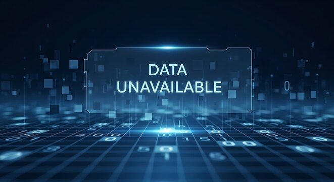 Data unavailable message on digital grid background, representing lack of information or access