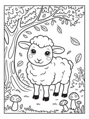 Cute animals with a forest background for kids, teens, and adults. Black and white coloring activity book. © Amazon KDP Expert