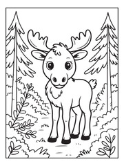 Cute animals with a forest background for kids, teens, and adults. Black and white coloring activity book. © Amazon KDP Expert