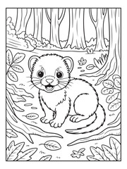 Cute animals with a forest background for kids, teens, and adults. Black and white coloring activity book. © Amazon KDP Expert