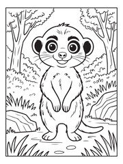 Cute animals with a forest background for kids, teens, and adults. Black and white coloring activity book. © Amazon KDP Expert
