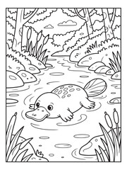 Cute animals with a forest background for kids, teens, and adults. Black and white coloring activity book. © Amazon KDP Expert