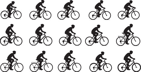 Fototapeta premium Bicycle Silhouette Collection, Cycling Transport Vector Pac