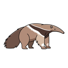 A cartoon illustration of a brown and white animal with a long snout