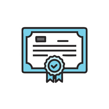 Flat vector digital certificate icon isolated on white background