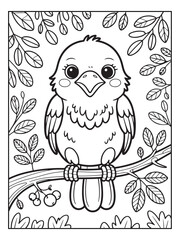 Cute animals with a forest background for kids, teens, and adults. Black and white coloring activity book. © Amazon KDP Expert