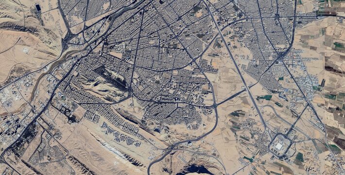 Qom Iran Radial Urban Layout Satellite View