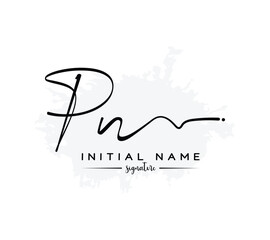 PN P N initial letter handwriting and signature logo